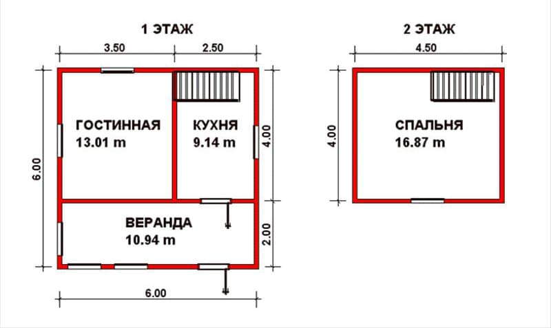 Брусовой дом 6 на 6 с верандой №118