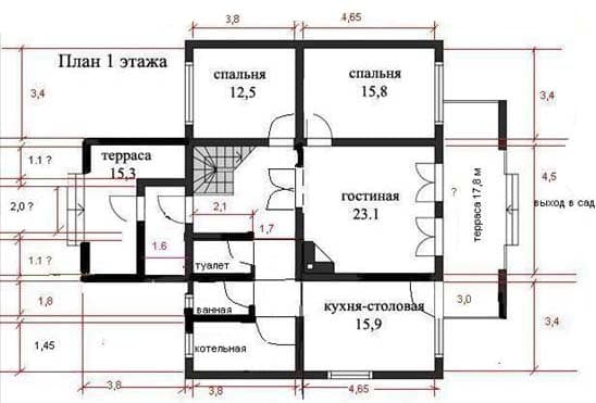 Сруб дома 9х12 из бревна с балконом, верандой, террасой №43
