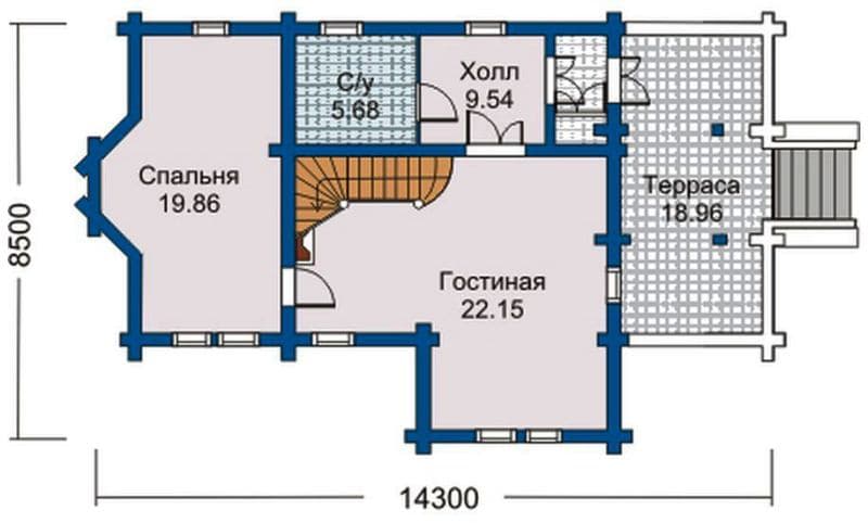 Проект дома из бревна ДР-14