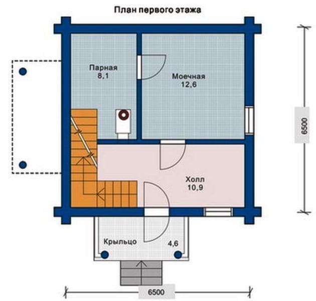 Проект бани из бревна БР-13